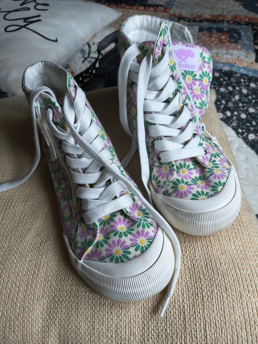 Rocket Dog Floral High-Top Canvas Sneakers - Purple & Green